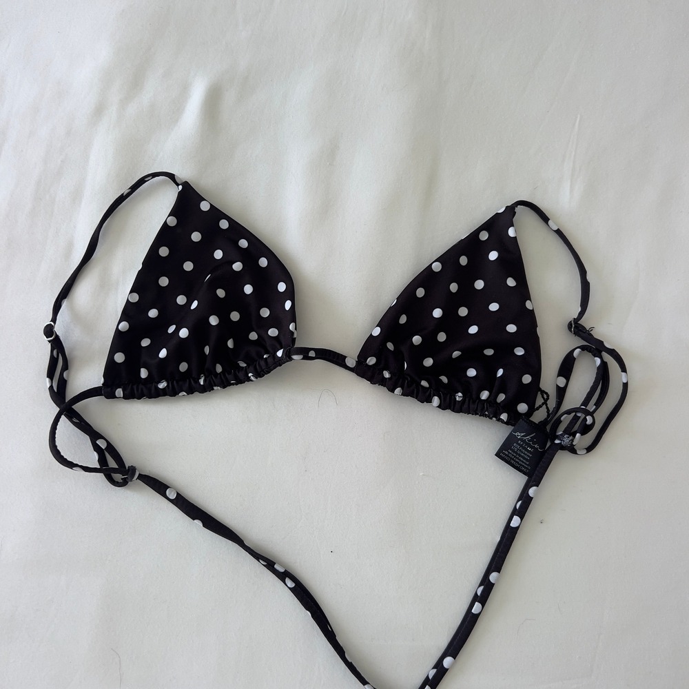 Akin‎ by SAME Black White Polka Dot Triangle Bikini Top Womens M